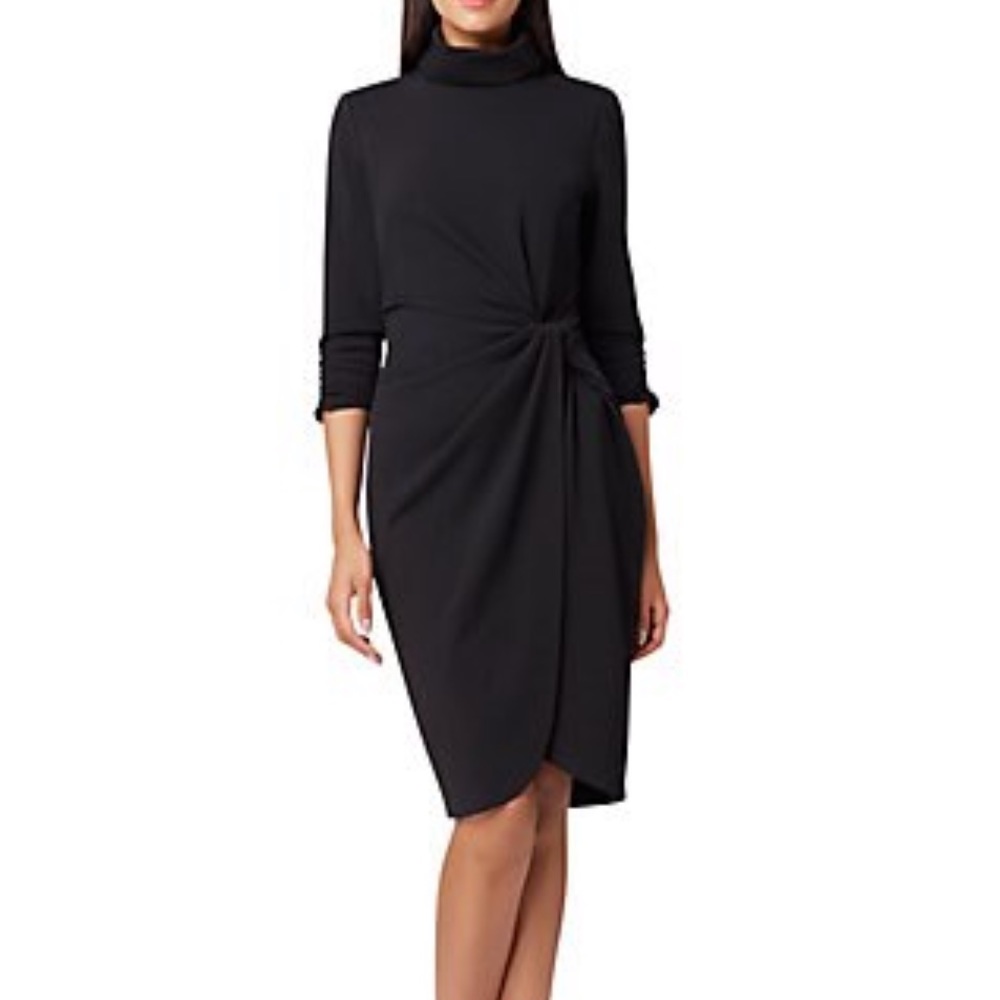 TAHARI - 3/4 Mock Neck Crepe Dress